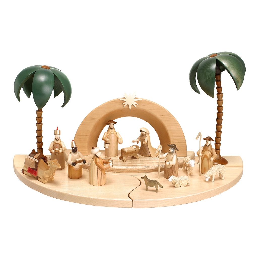 Krippenhaus Grotte, Figuren 9 cm, natur, komplett