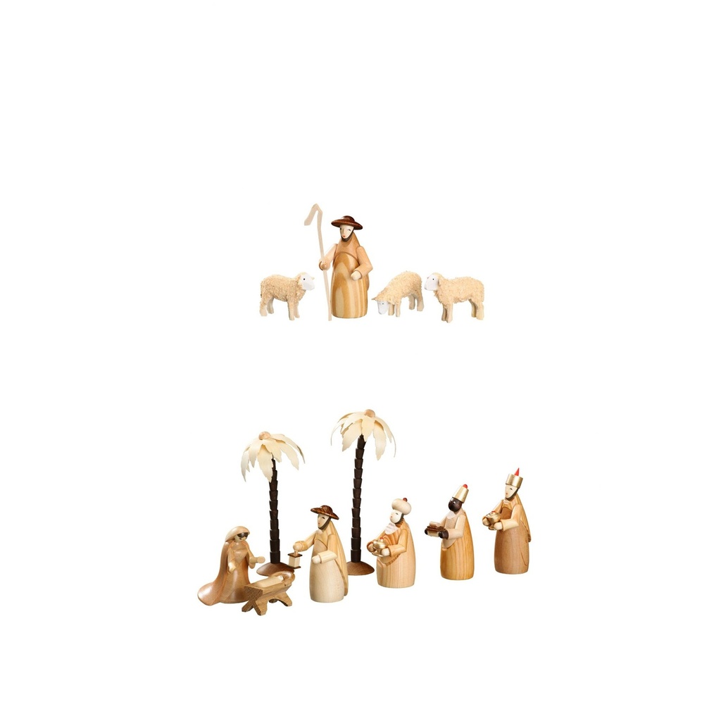 Bestückung Krippenfiguren 9 cm, natur, für Pyramide mit 2 Stockwerken