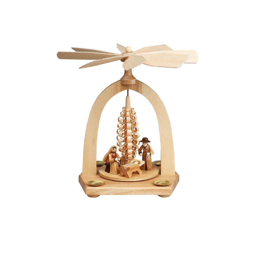 Pyramide, natur, Spanbaum und Krippenfiguren