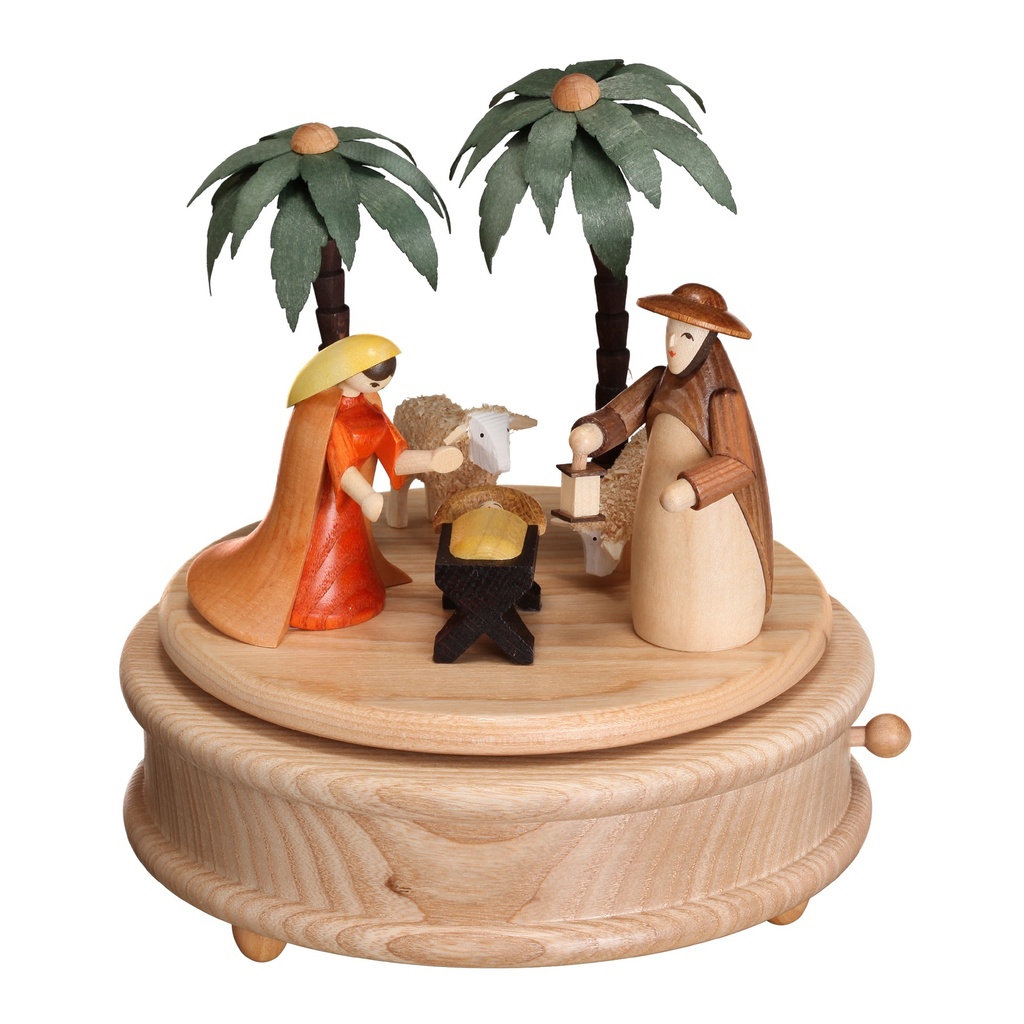 Spieldose, Krippe, Figuren 9 cm, farbig lasiert