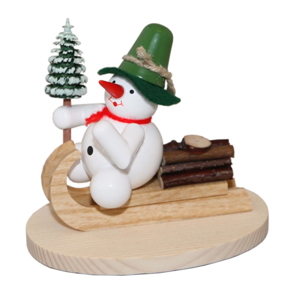 [RZ 001-110-01] Schneemann auf Holzschlitten