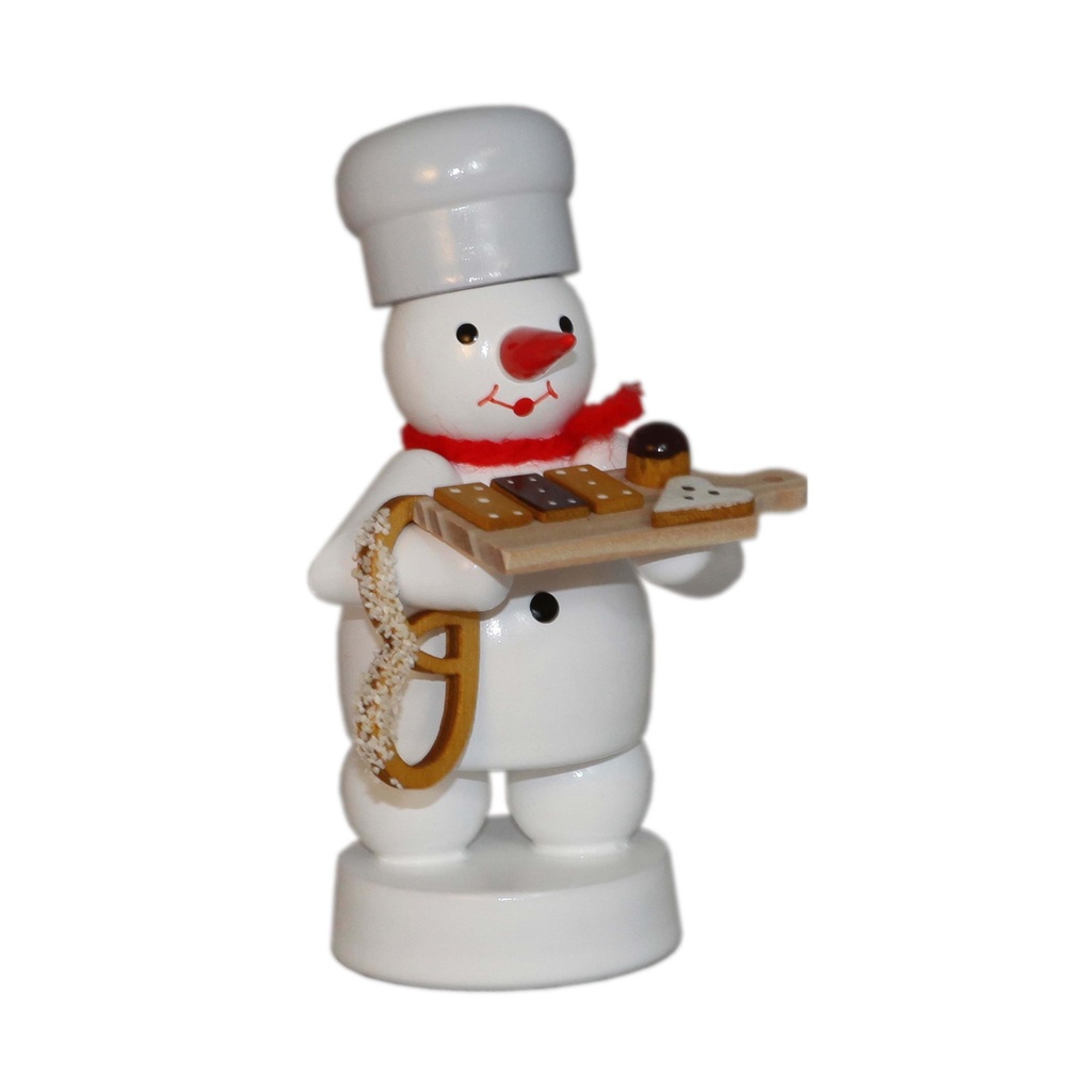 Bäcker Schneemann mit Kuchenbrett u. Brezel
