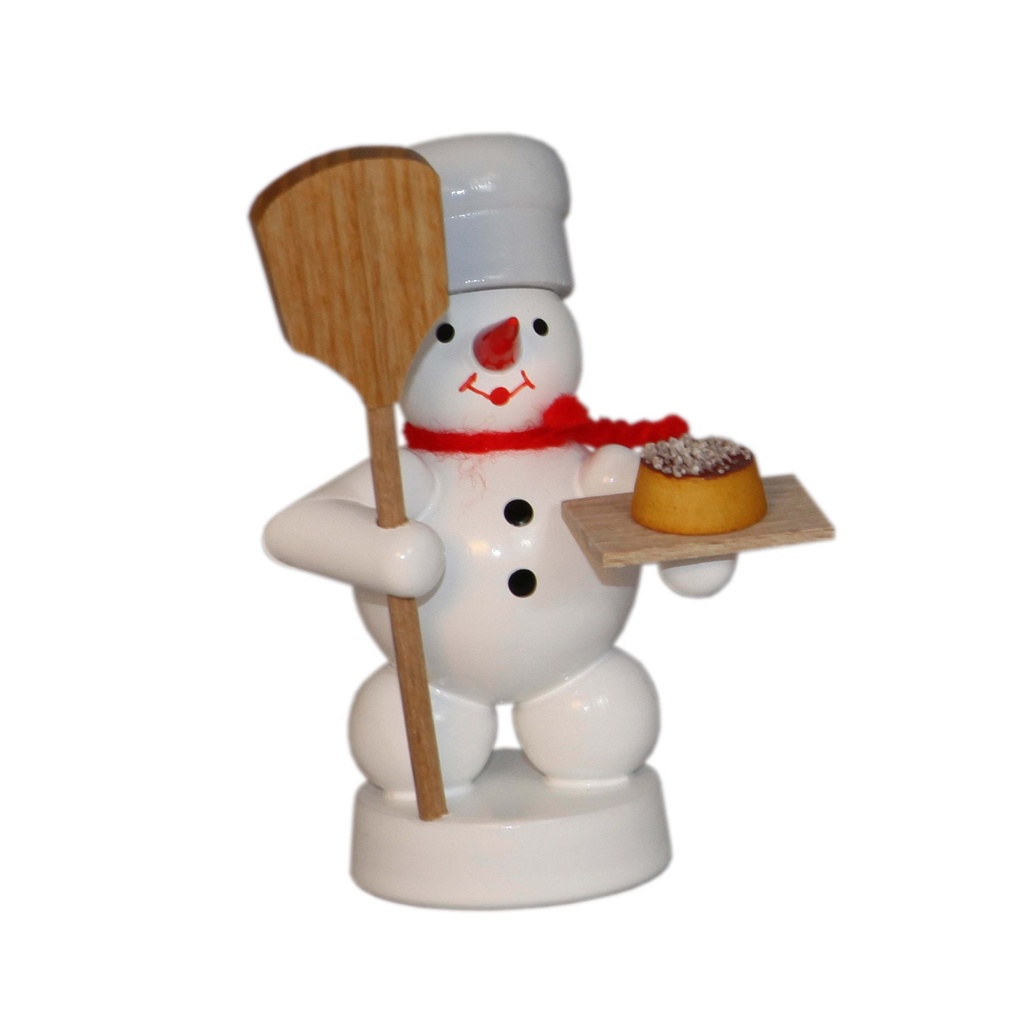 Bäcker Schneemann mit Brotschieber u. Kuchen