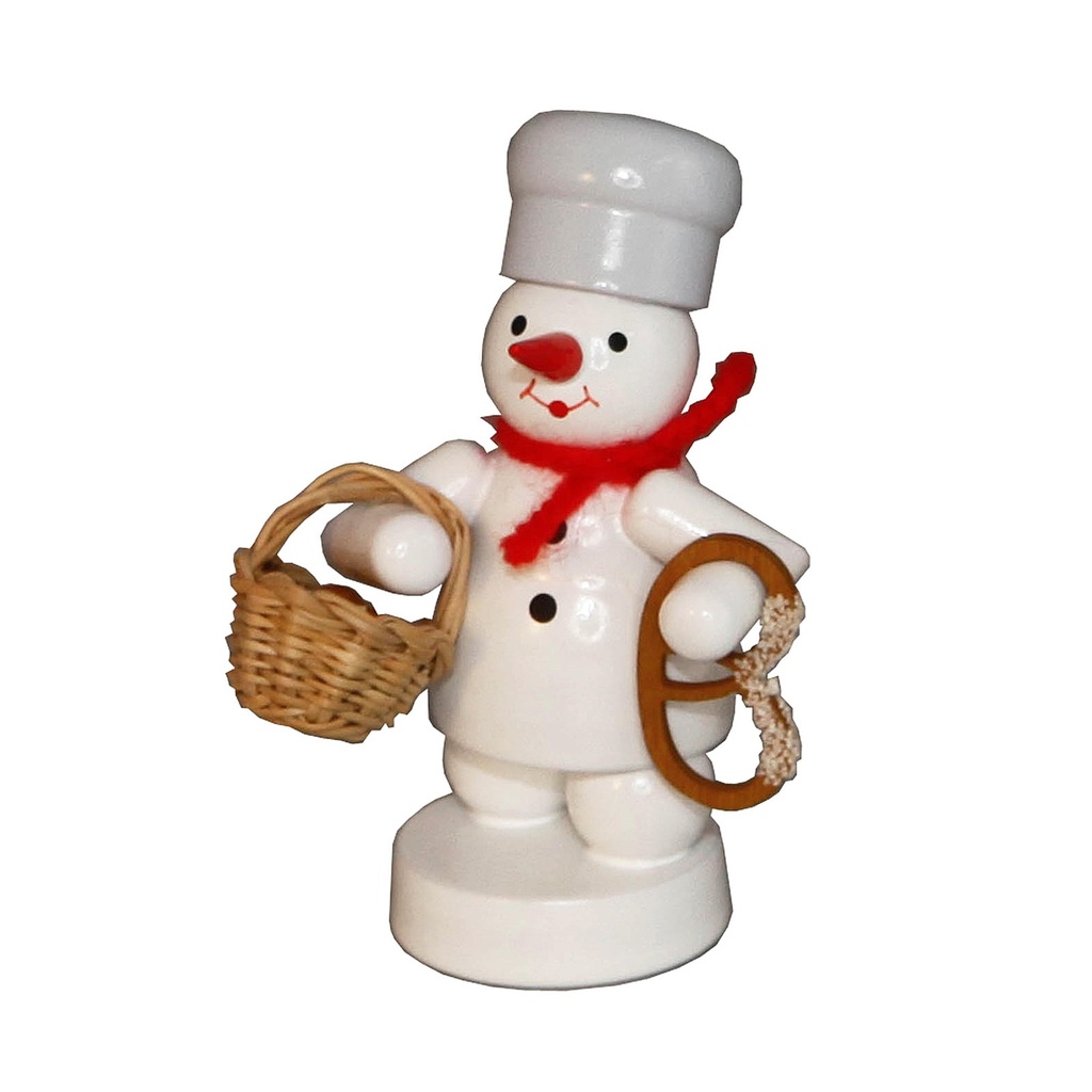 Bäcker Schneemann mit Brötchenkorb u. Brezel