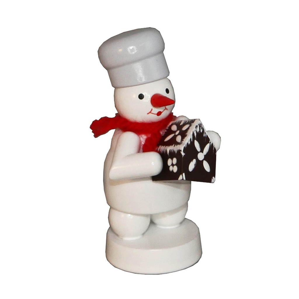 Bäcker Schneemann mit Pfefferkuchenhaus