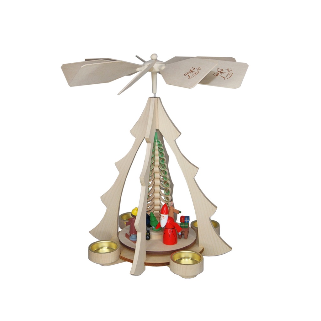 Teelicht-Pyramide mit Weihnachtsmann, farbig
