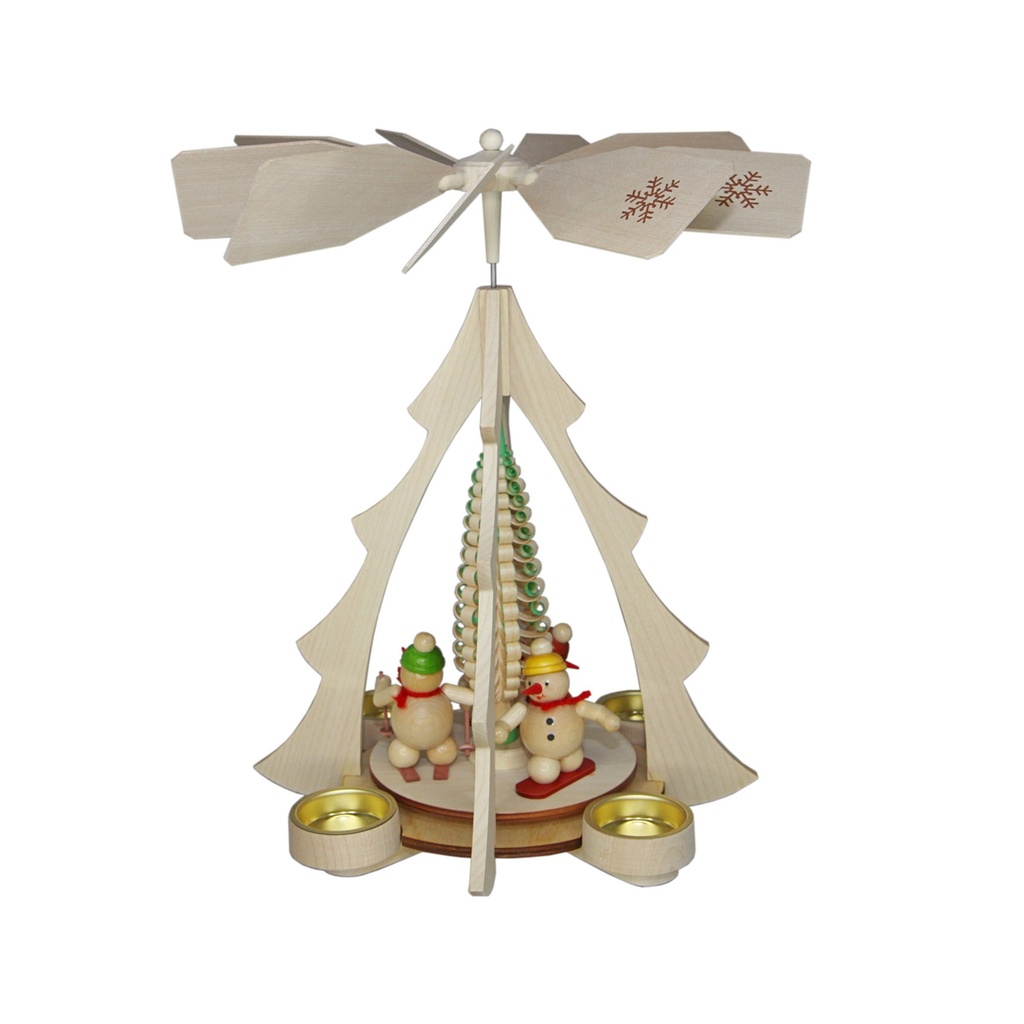 Teelicht-Pyramide mit Schneemann, natur