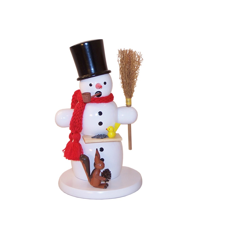 Räuchermann Schneemann mit Eichhörnchen