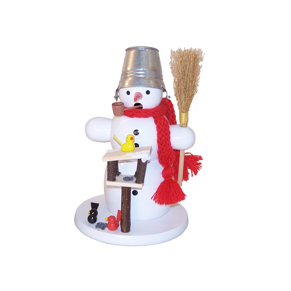 Räuchermann Schneemann mit Vogelhaus