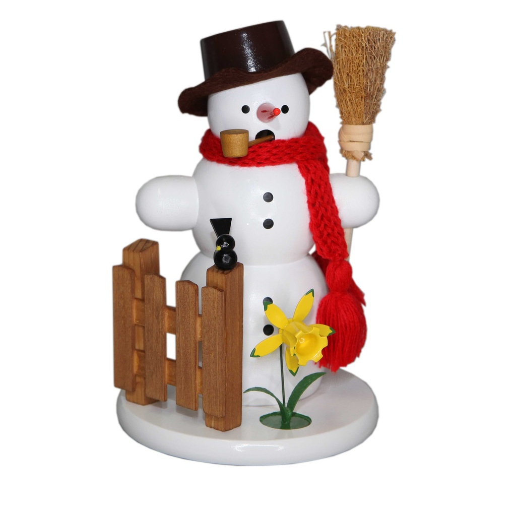 Räuchermann Schneemann mit Narzisse
