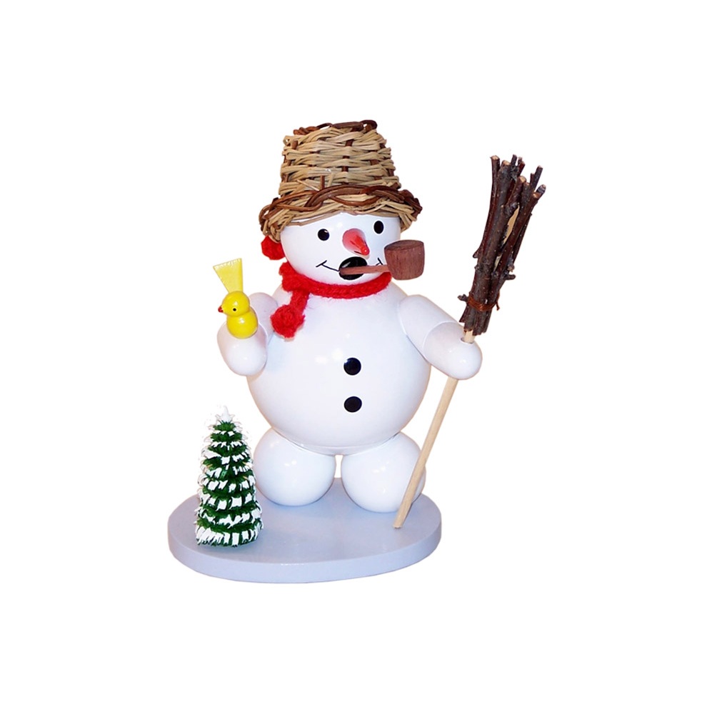 Räuchermann Schneemann mit Korb