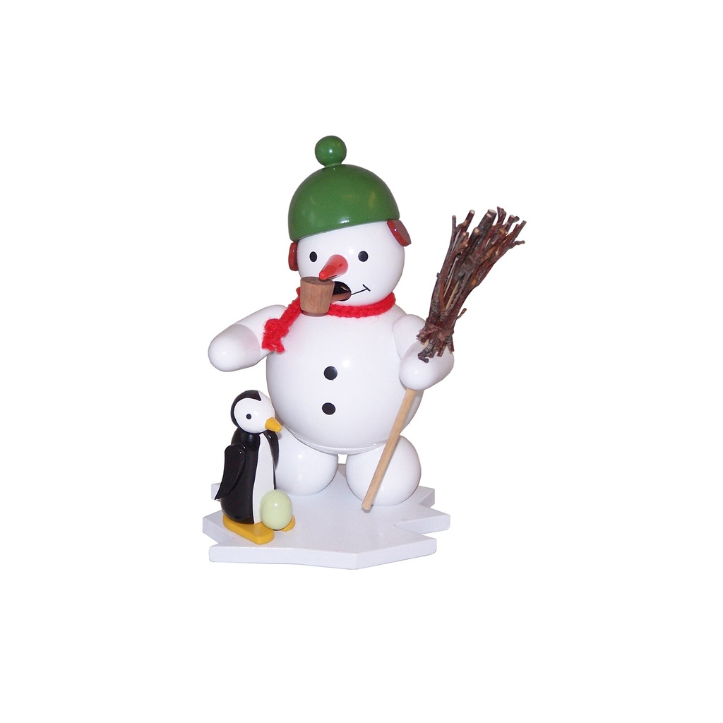 Räuchermann Schneemann mit Pinguin