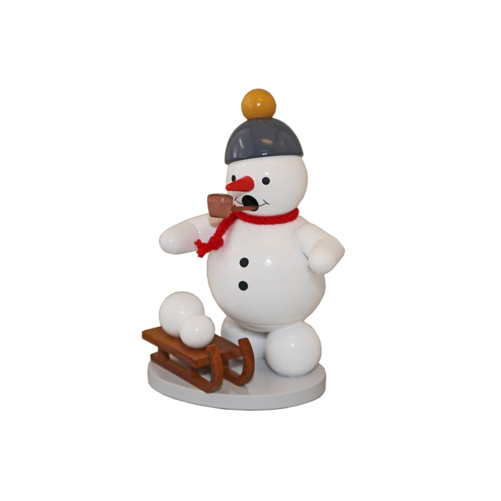 Räuchermann Schneemann m.Schlitten