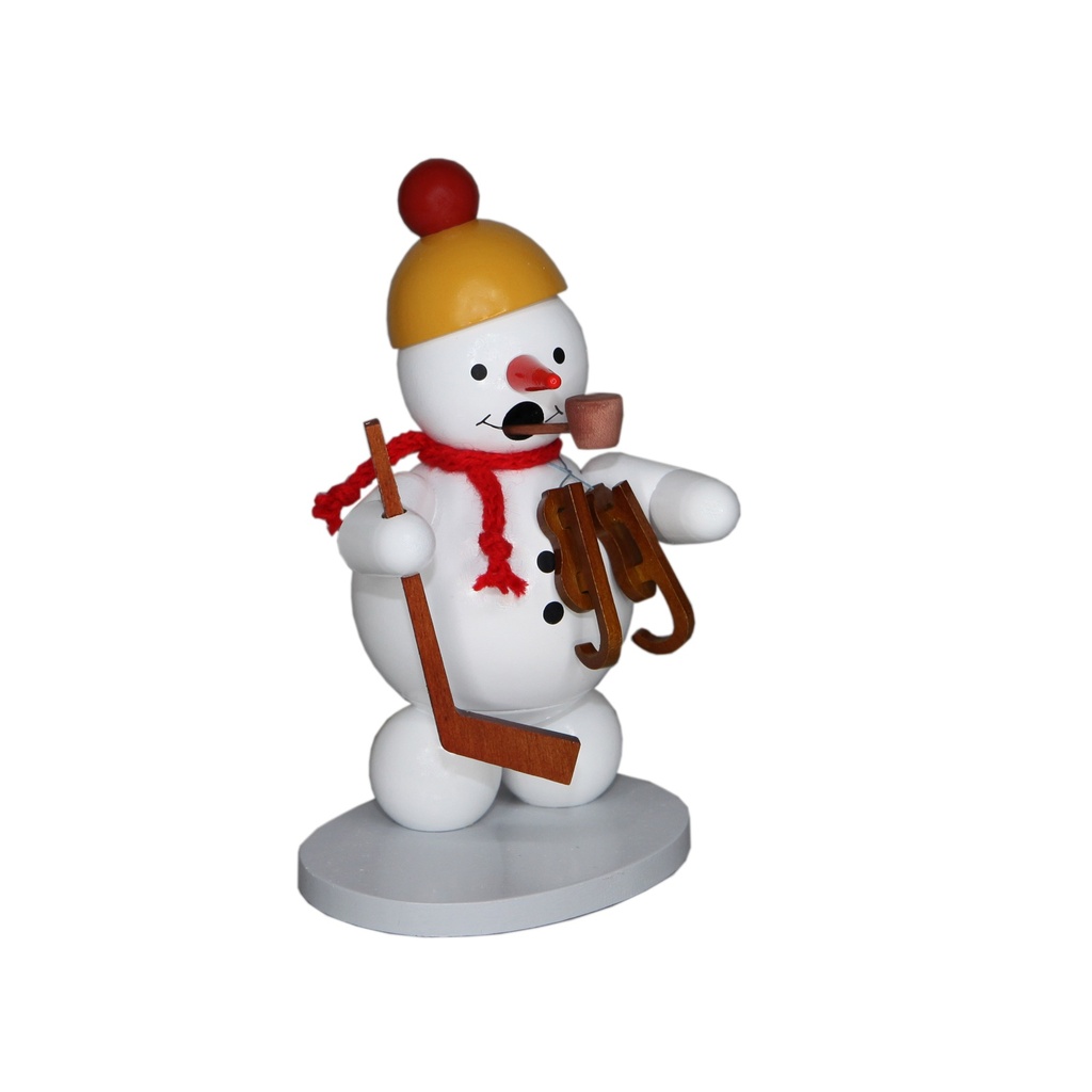 Räuchermann Schneemann mit Schlittschuh