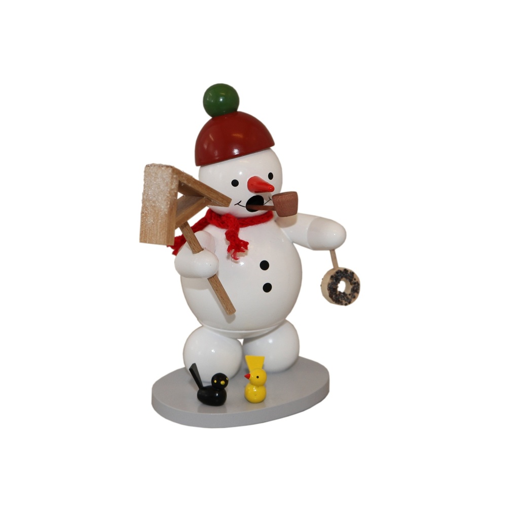 Räuchermann Schneemann mit Vogelhaus