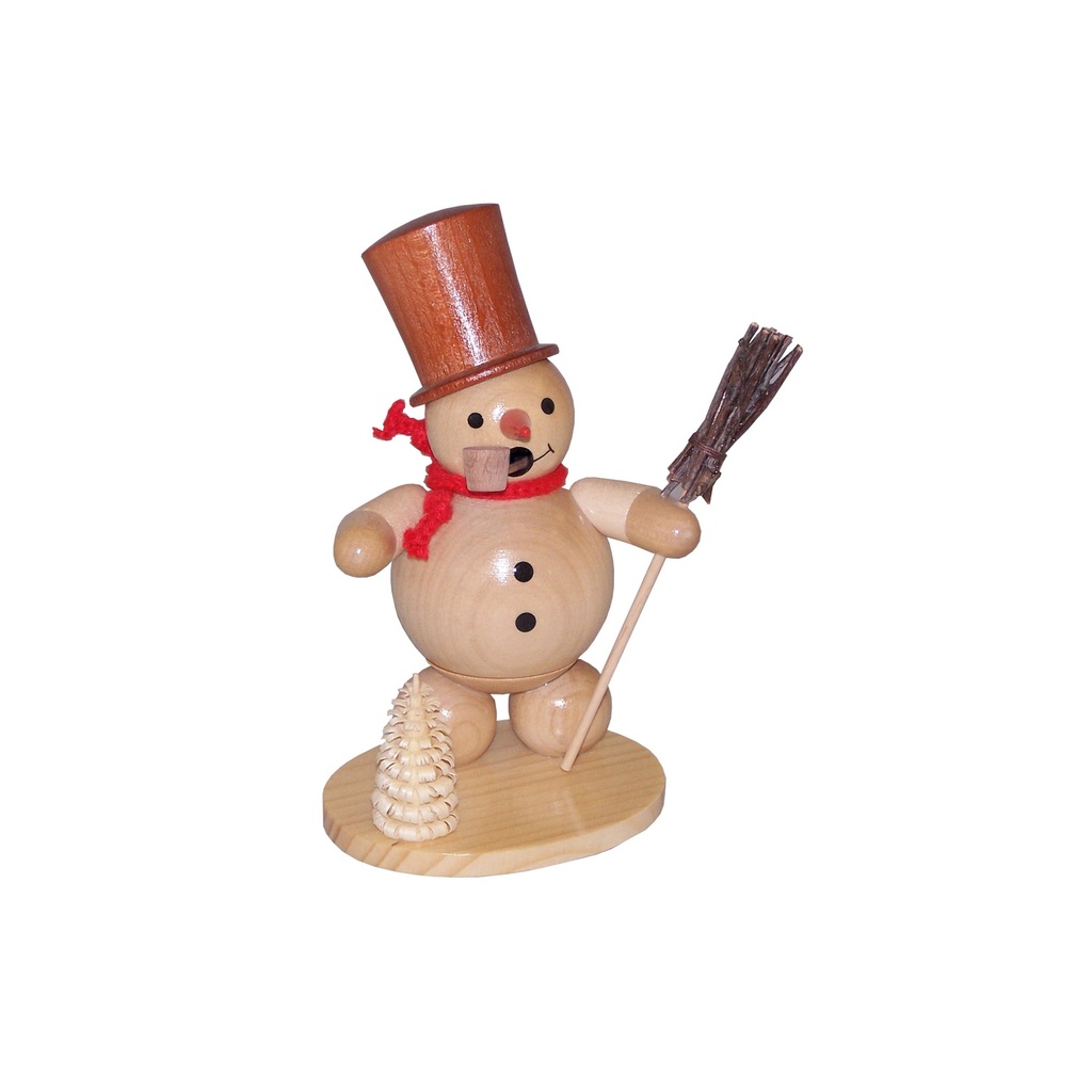 Räuchermann Schneemann mit Zylinder, natur