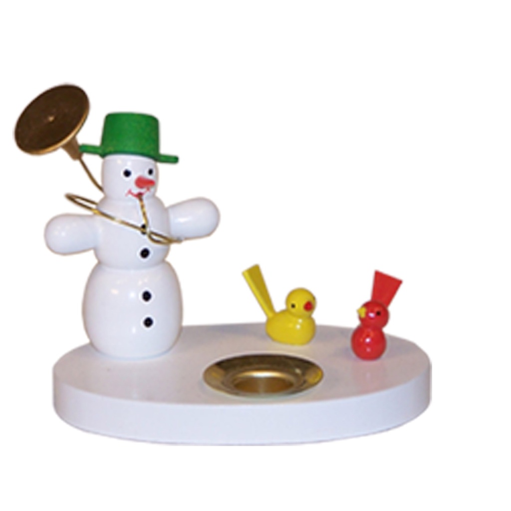 Kerzenhalter Schneemann mit Vögel