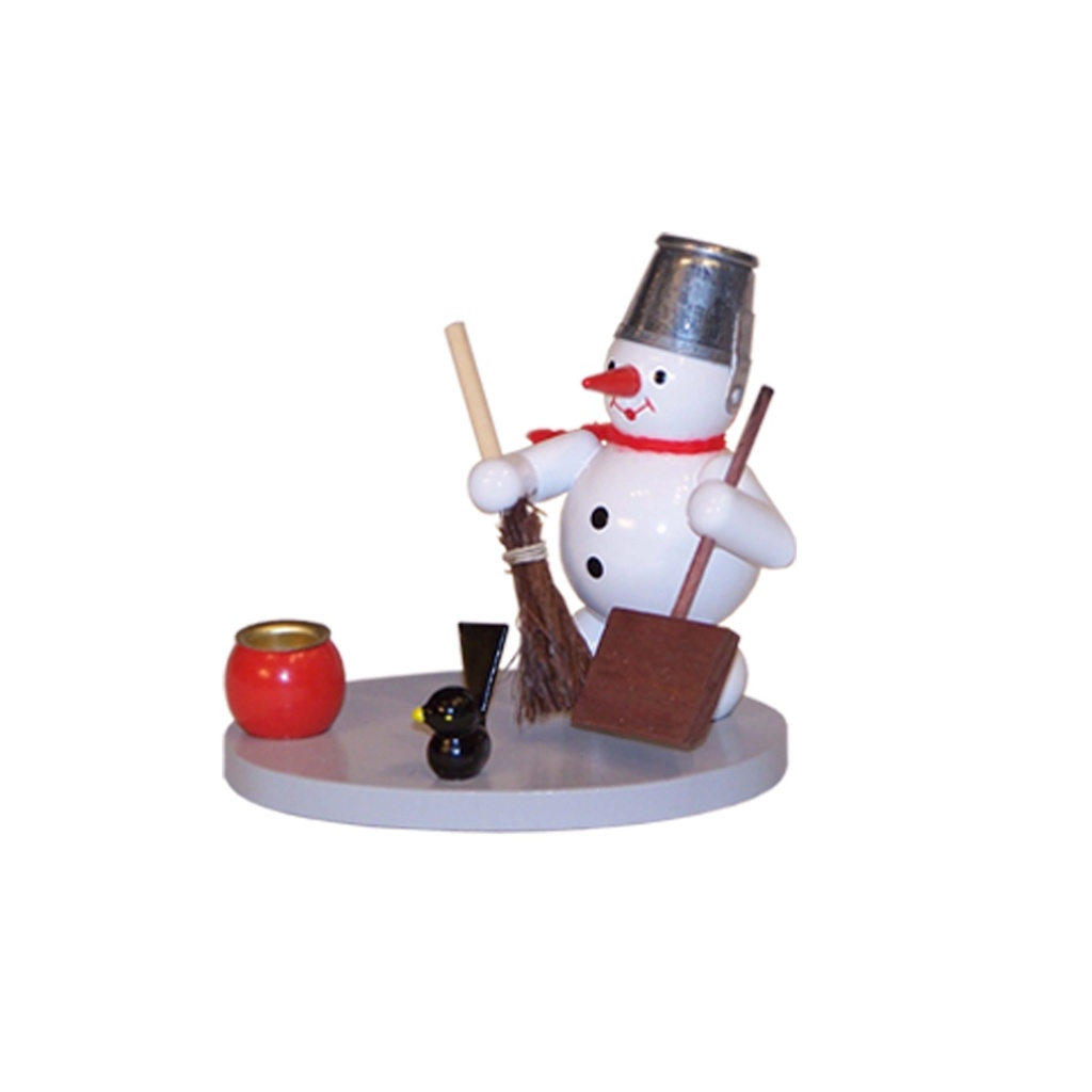Kerzenhalter Schneemann mit Besen