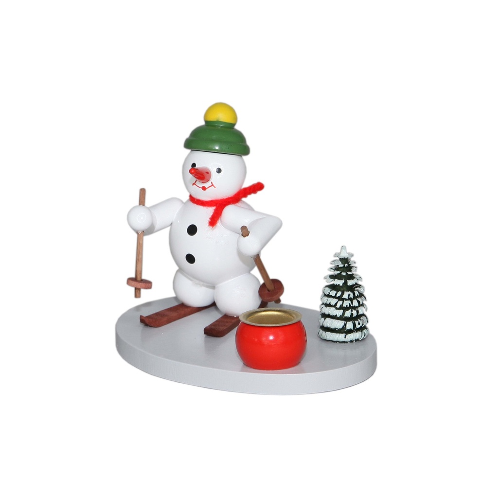 Kerzenhalter Schneemann mit Schneeschuhen