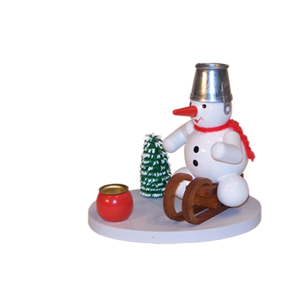 Kerzenhalter Schneemann auf Schlitten
