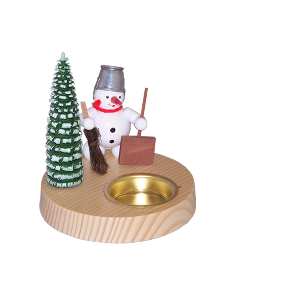 Teelichtkerzenhalter Schneemann mit Besen