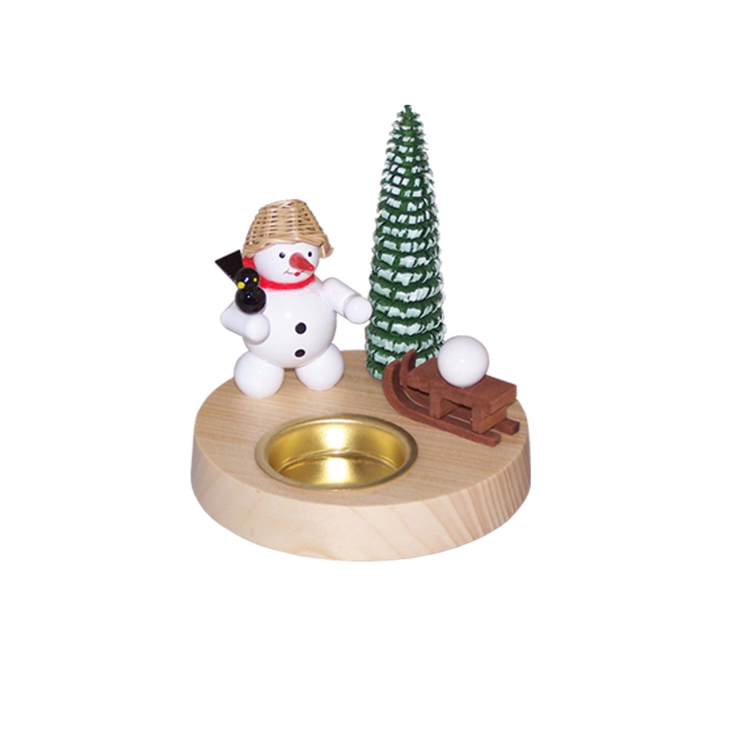 Teelichtkerzenhalter Schneemann mit Schlitten