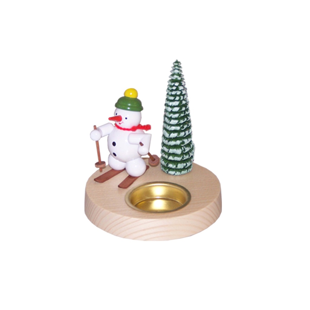 Teelichtkerzenhalter Schneemann mit Schneeschuh