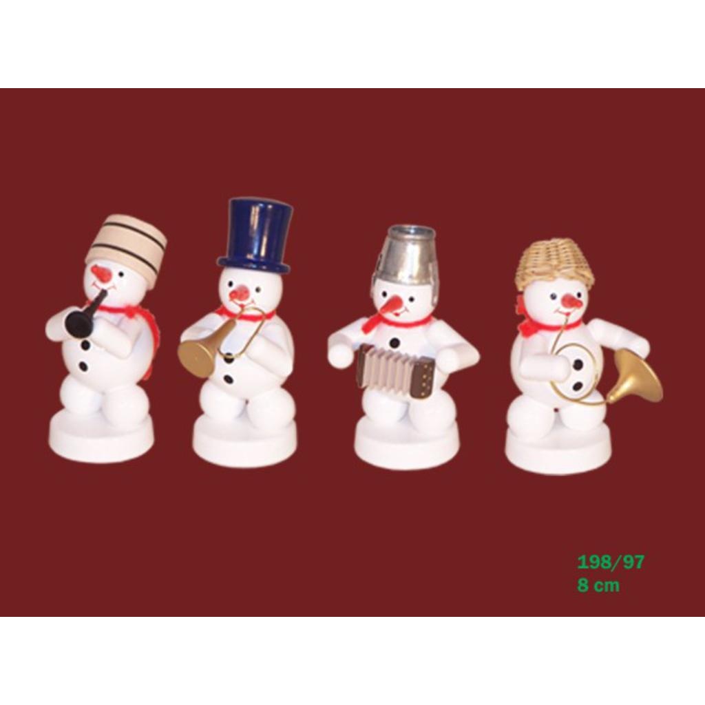 Schneemannkapelle, 4 Figuren Trompete, Klarinette, Akkordeon, Waldhorn