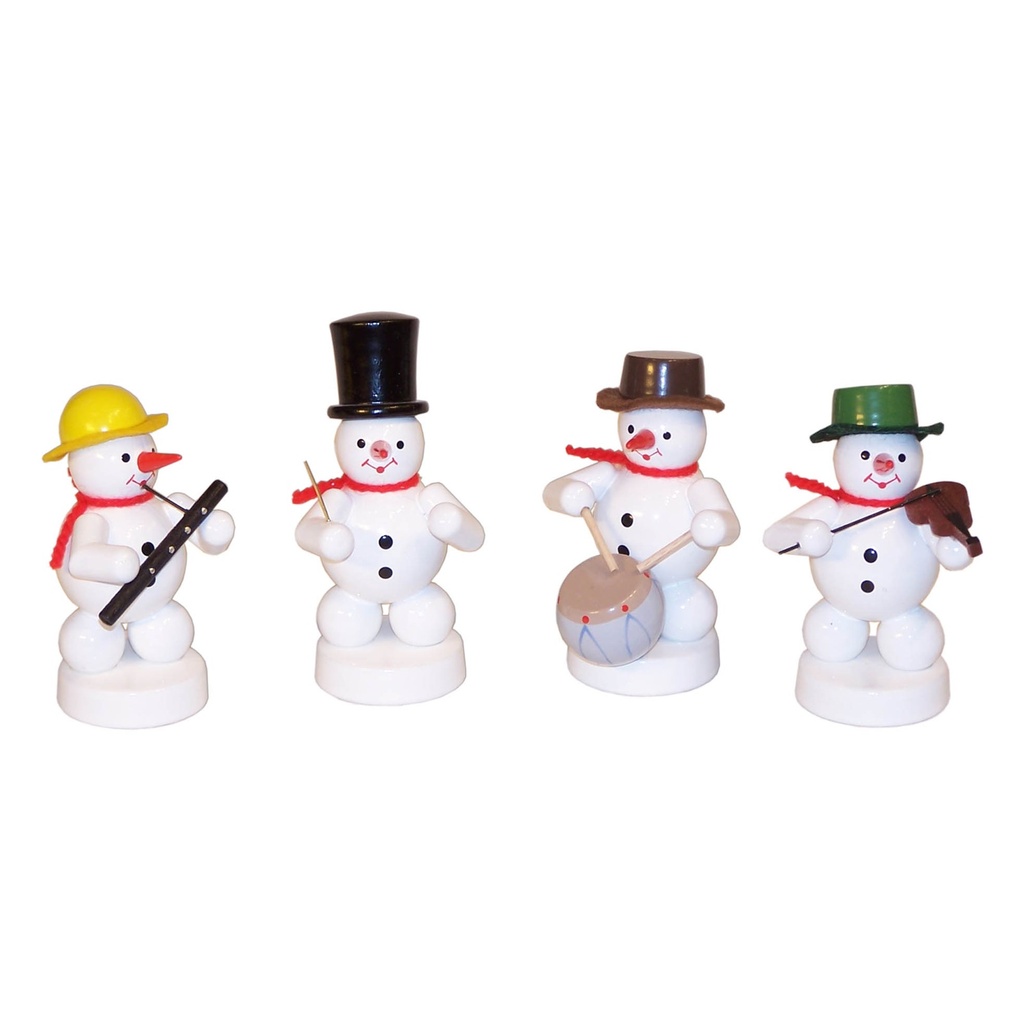 Schneemannkapelle, 4 Figuren Geige, Trommel, Oboe, Dirigent