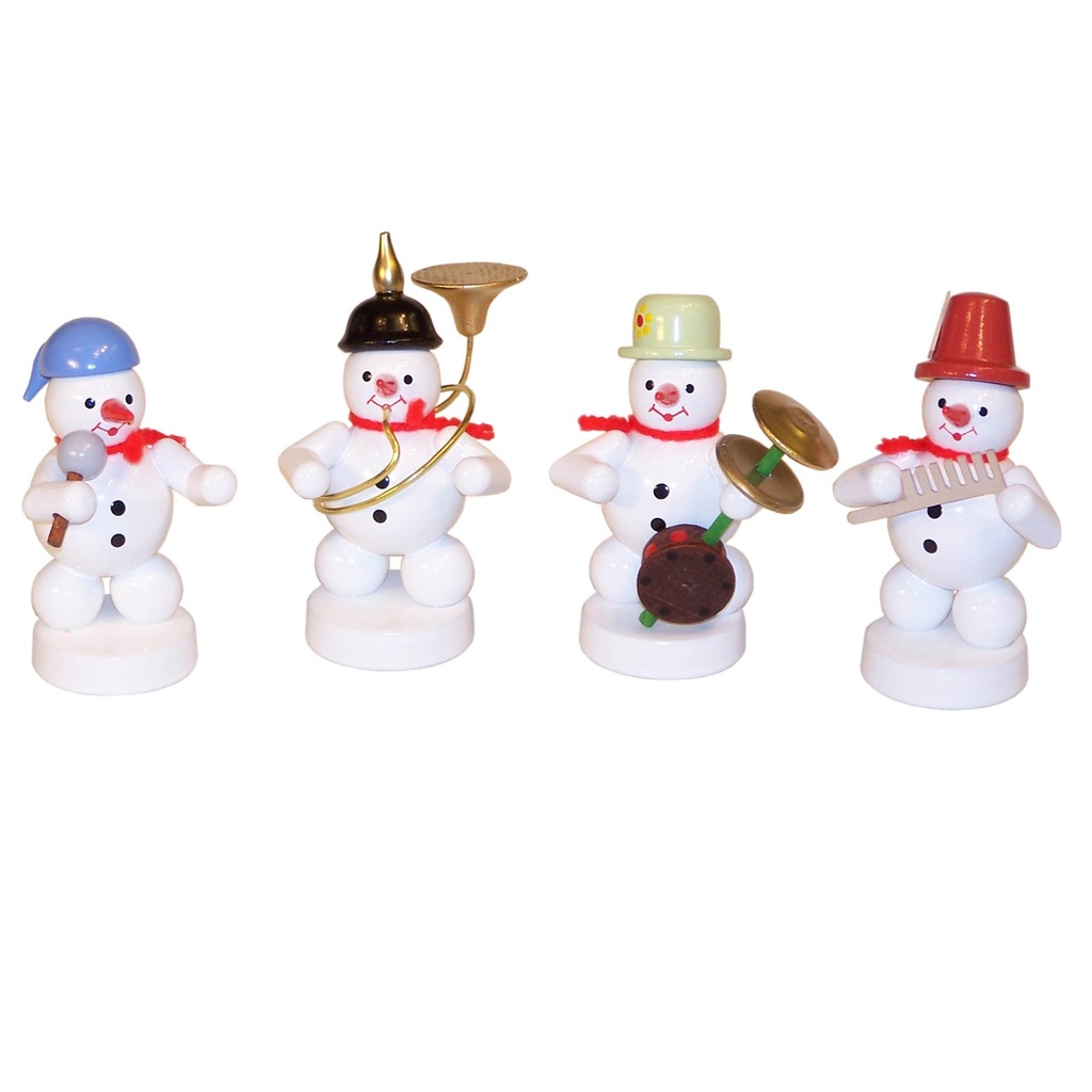 Schneemannkapelle, 4 Figuren Sousaphon, Kamm, Sänger, Teufelsgeige
