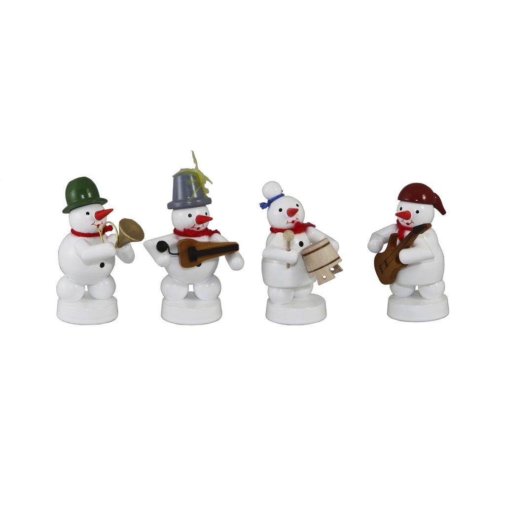 Schneemannkapelle, 4 Figuren E-Gitarre, Topf, Drehleier, Horn