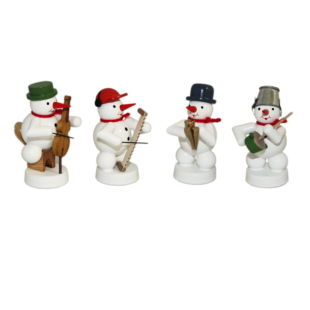 Schneemannkapelle, 4 Figuren Schalmei, Cello, Brummtopf, singende Säge