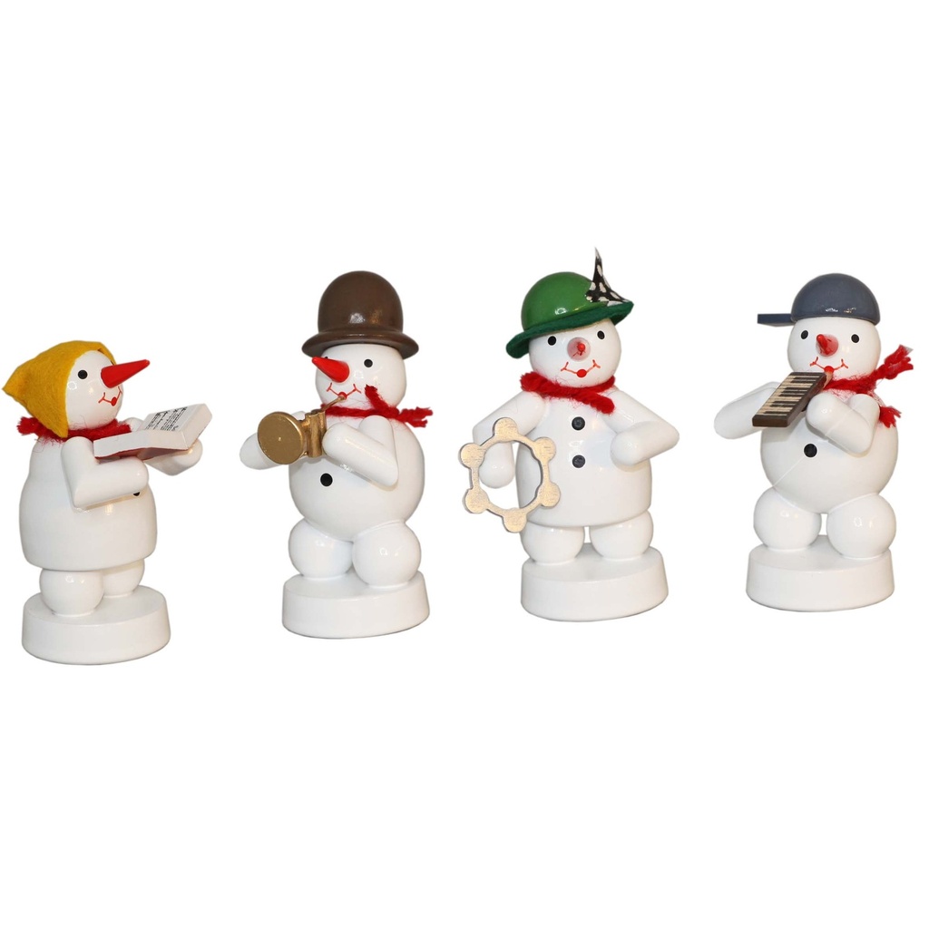 Schneemannkapelle, 4 Figuren Jazztrompete, Sängerin, Tambourin, Melodica