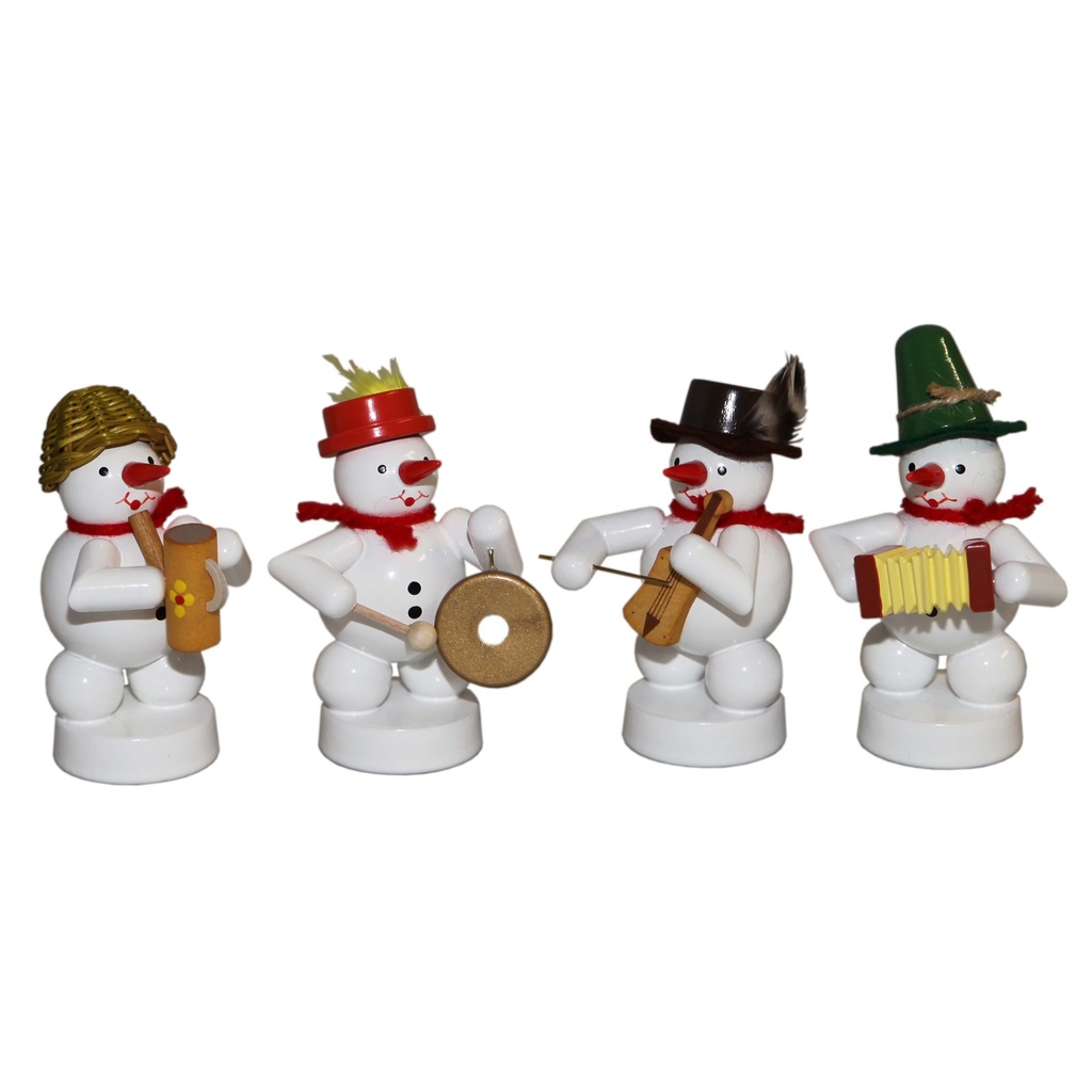 Schneemannkapelle, 4 Figuren Gießkanne, Gong, Fiedel, Concertina