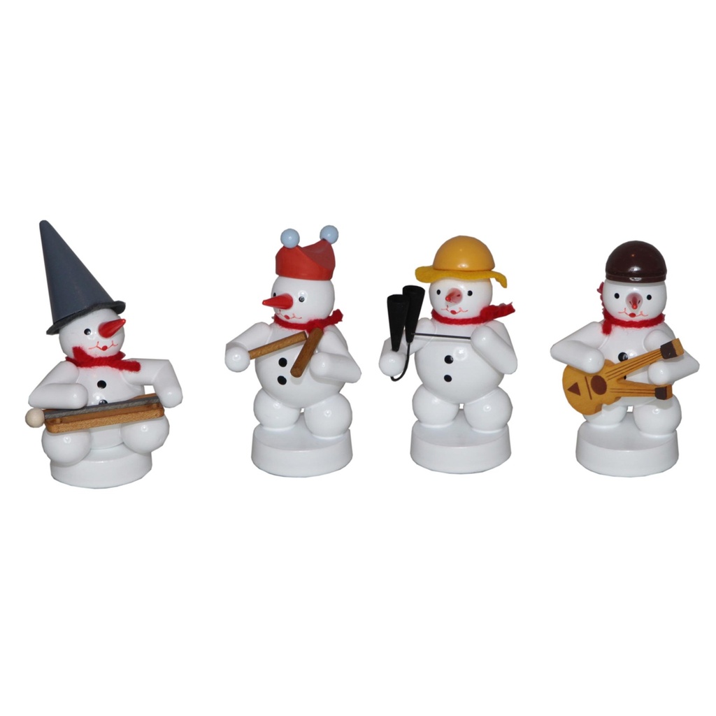 Schneemannkapelle, 4 Figuren Hackbrett Klanghölzer, Agogo, Doppelhalsgitarre