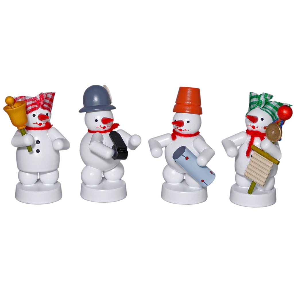 Schneemannkapelle, 4 Figuren Glocke, Trillerpfeife, Conga, Teufelsgeige