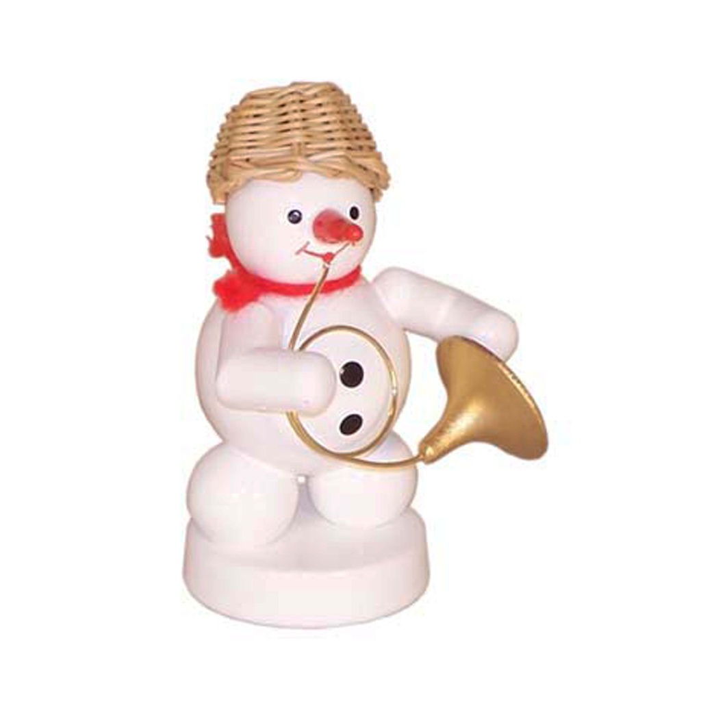 Schneemann Musikant mit Waldhorn