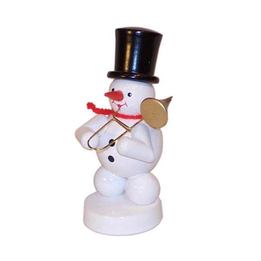 Schneemann Musikant mit Posaune