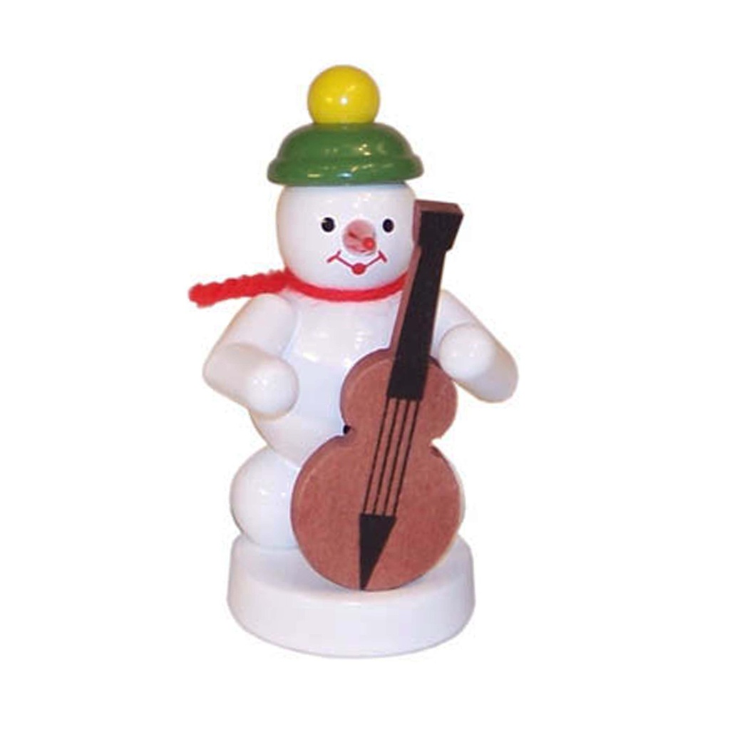 Schneemann Musikant mit Bassgeige