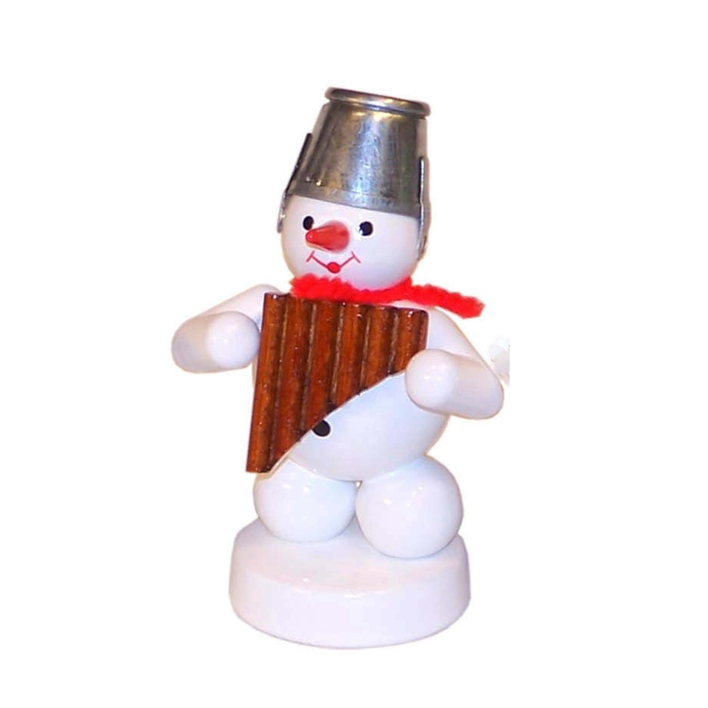 Schneemann Musikant mit Panflöte
