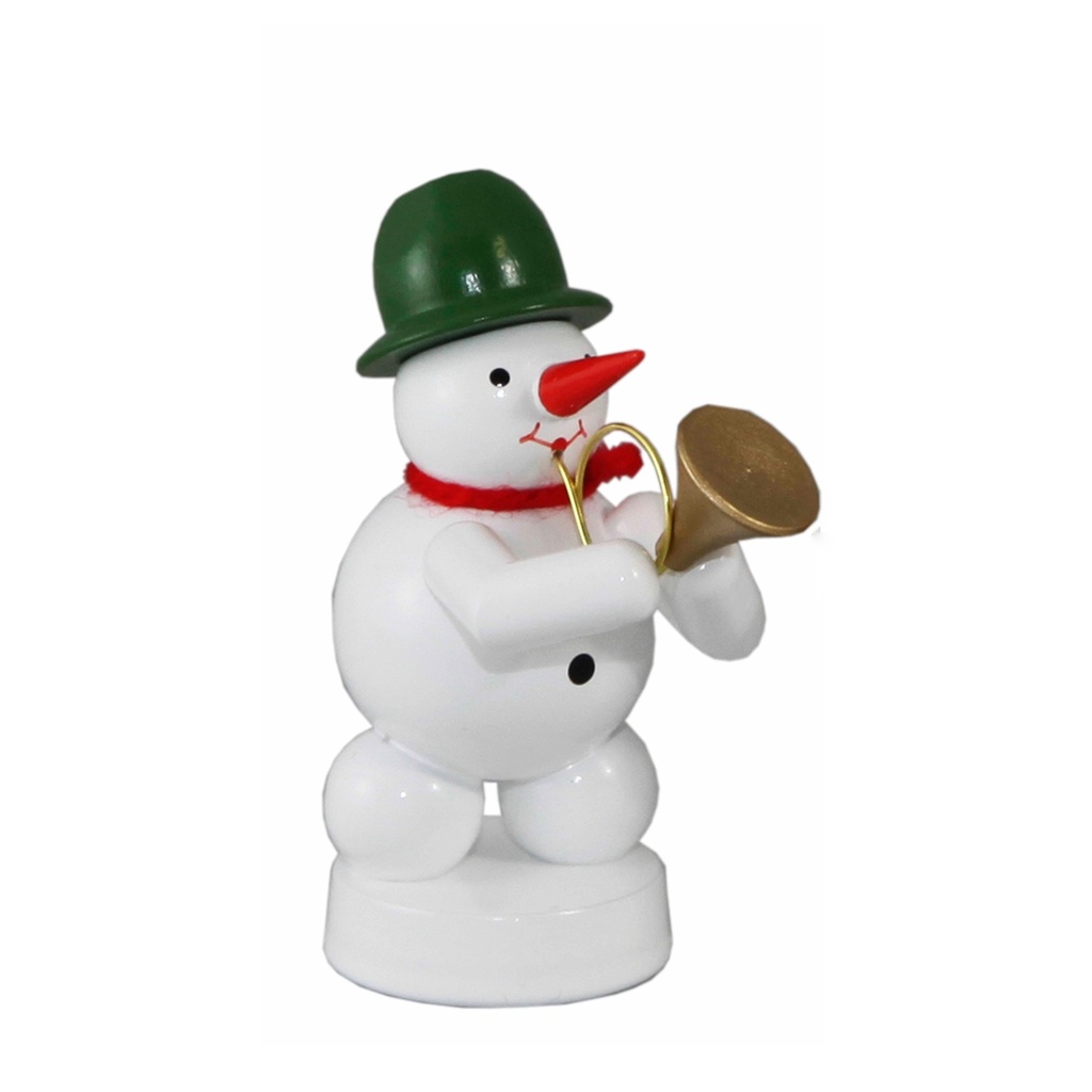 Schneemann Musikant mit Horn
