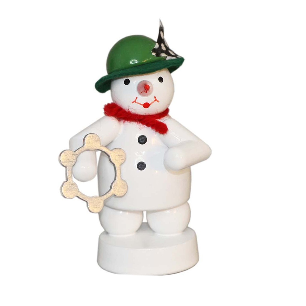 Schneemann Musikant mit Tambourin