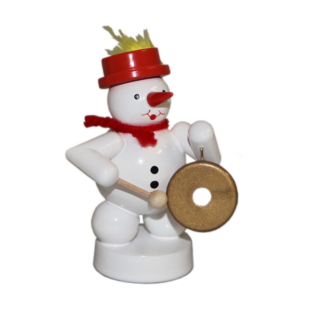 Schneemann Musikant mit Gong