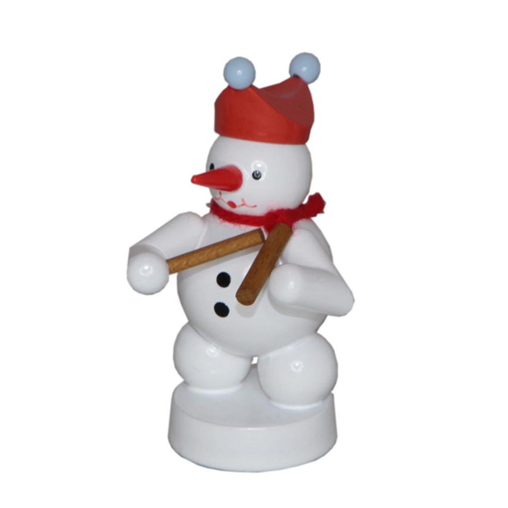 Schneemann Musikant mit Klanhölzer