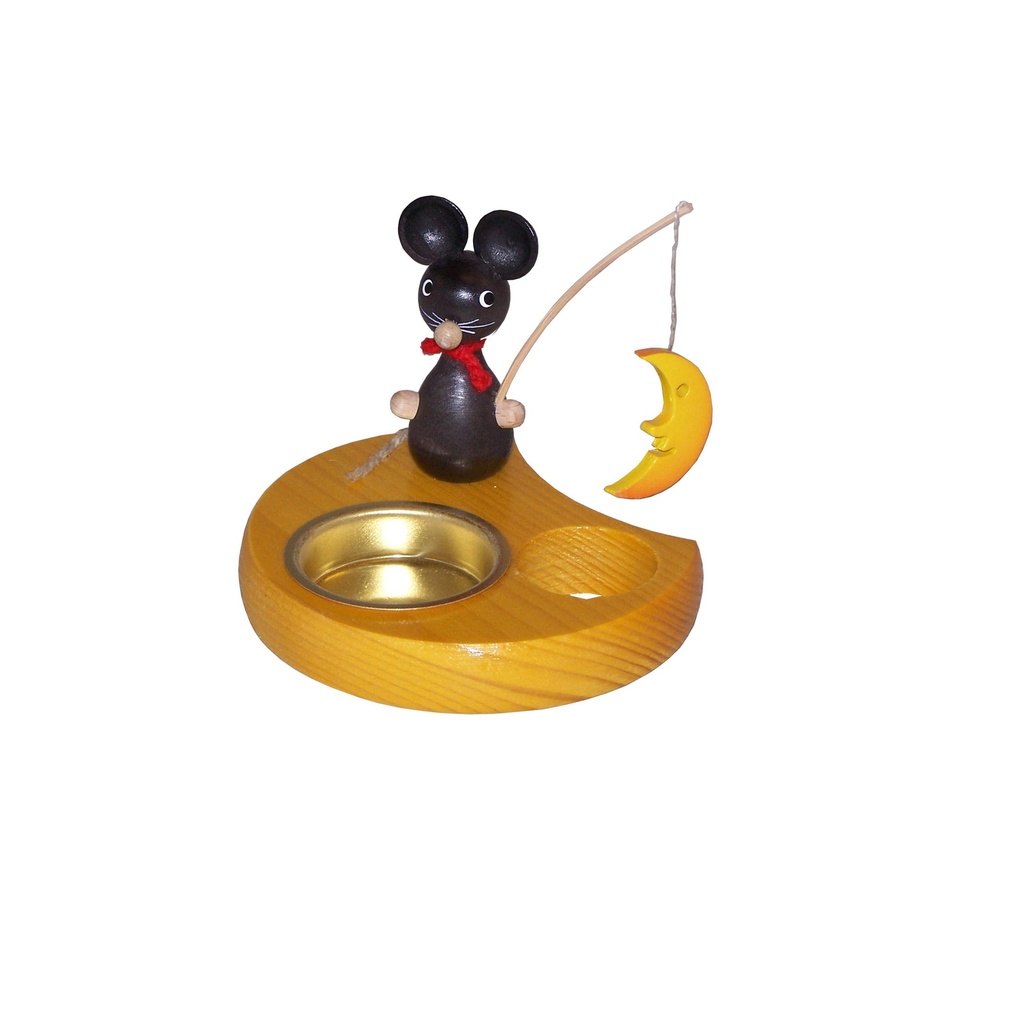 Teelichthalter Maus mit Mond