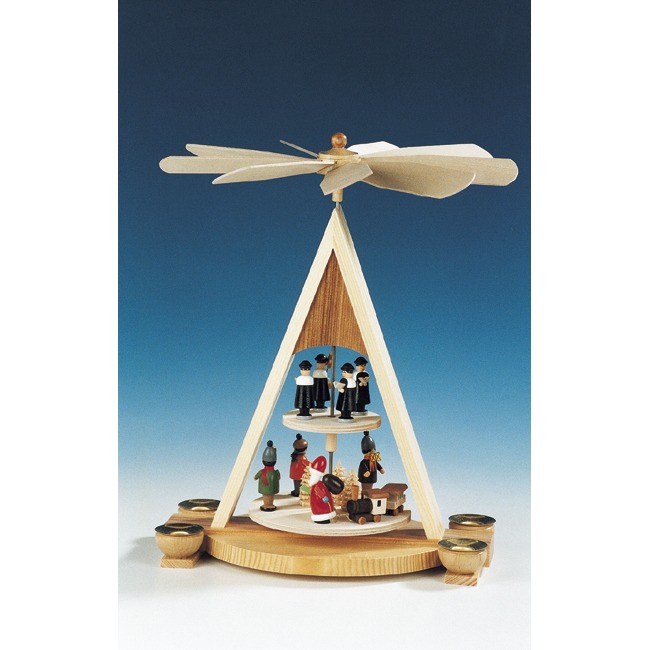 Pyramide mit Weihnachtsmann und Laternenkindern – bunt