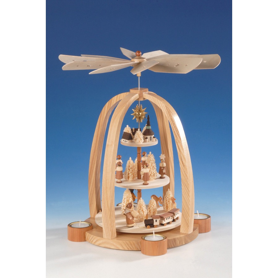 [MKN 85/574] Teelichtpyramide mit Kurrende – natur