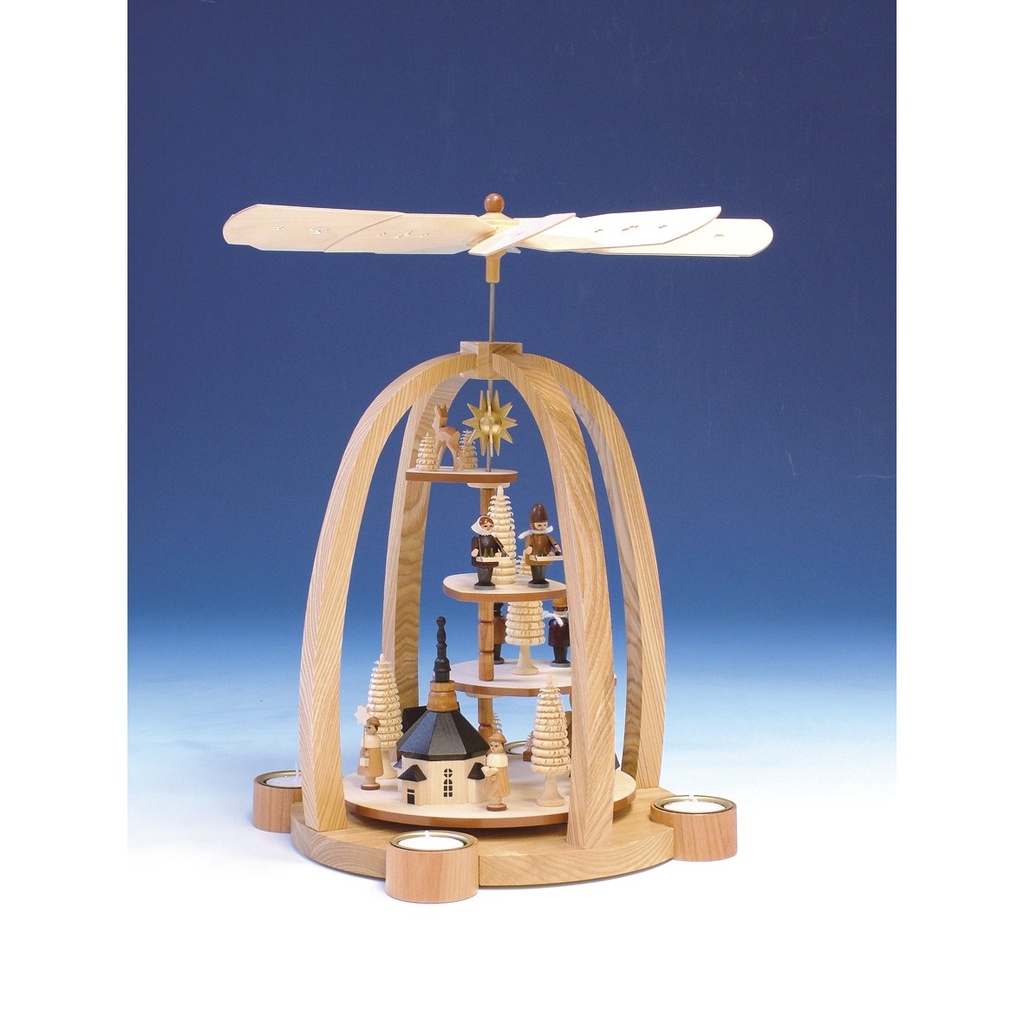 Teelichtpyramide Seiffener Motiv – natur