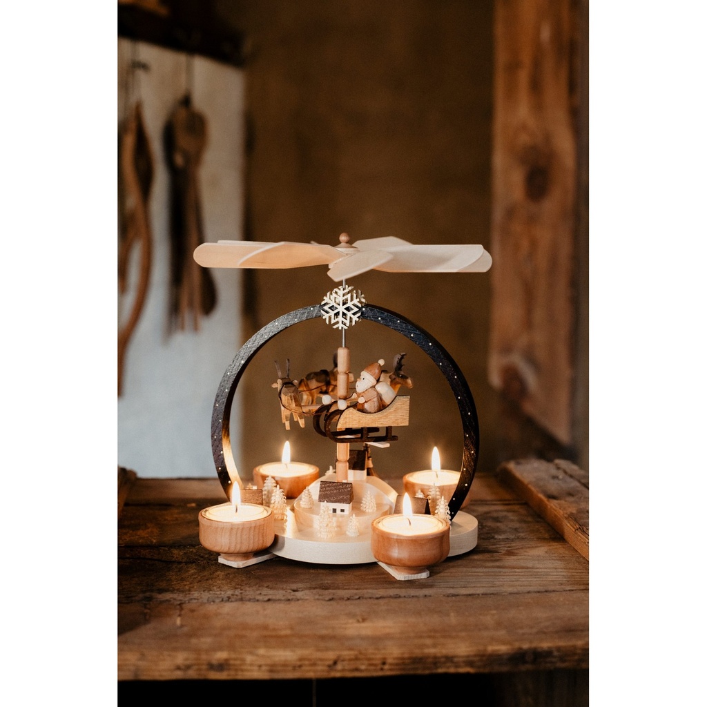 [MKN 85/842 N] Teelichtpyramide Weihnachtszauber – natur