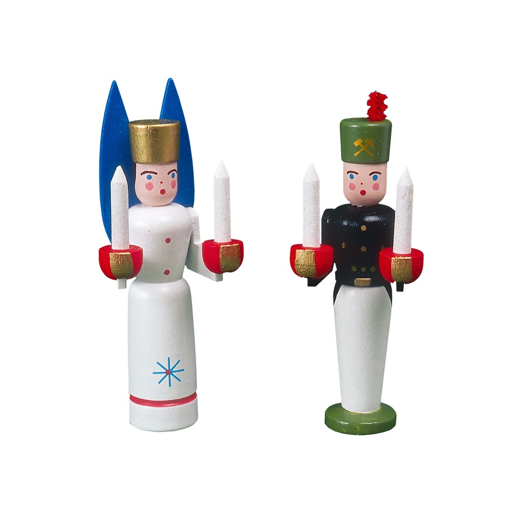 Bergmann und Engel Miniatur Paar, 7,5 cm